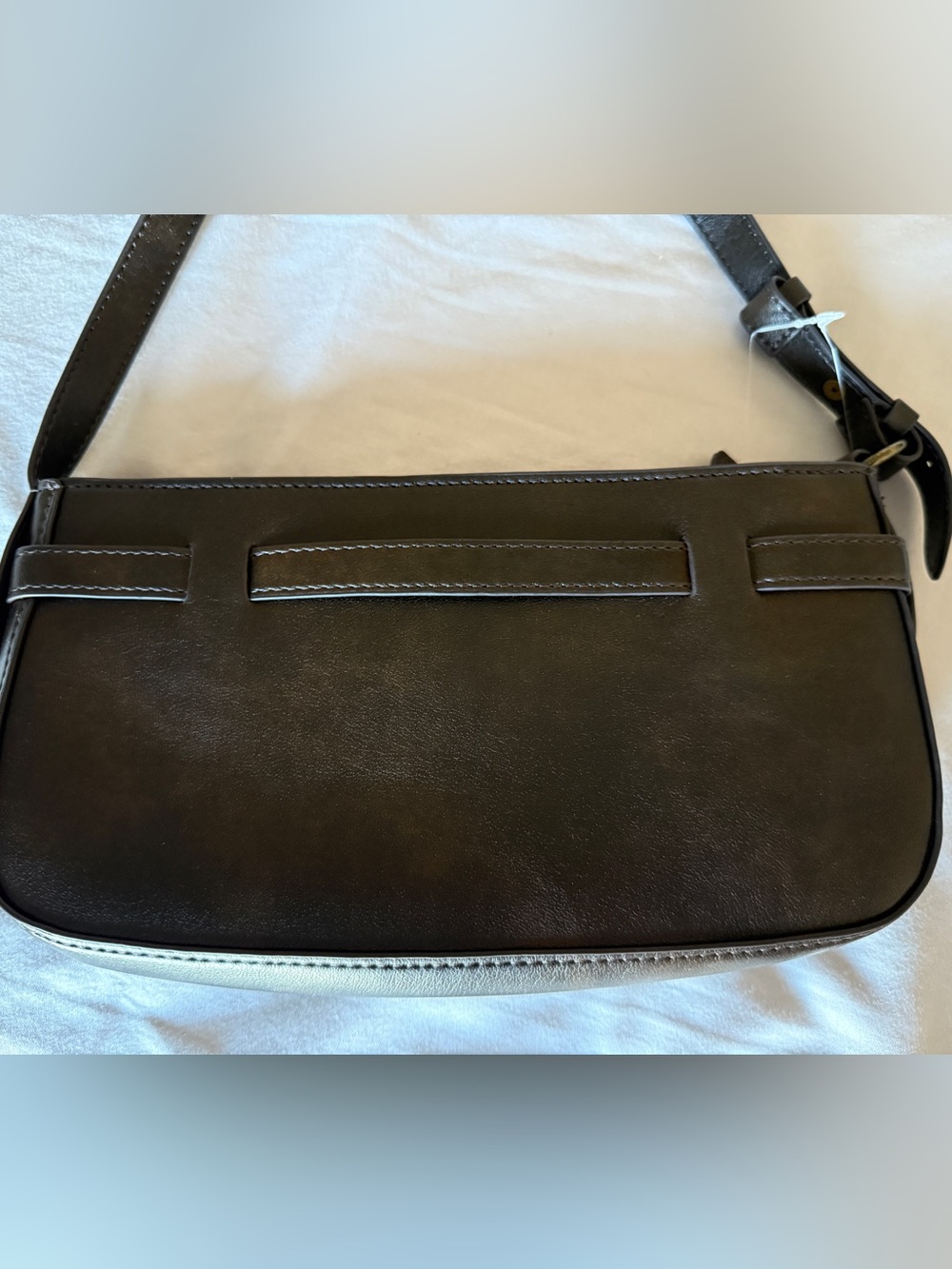 Abercrombie & Fitch Brown Faux Leather Shoulder Bag Brass Hardware Going Out - Picture 8 of 10